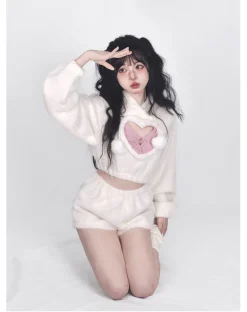 White Fuzzy Valentine Set