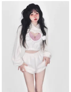 White Fuzzy Valentine Set