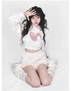 White Fuzzy Valentine Set