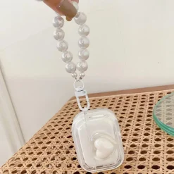 White Heart AirPods Case and Chain