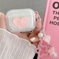 White Heart AirPods Case and Chain