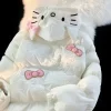 White Kitten Bomber Puffer Jacket