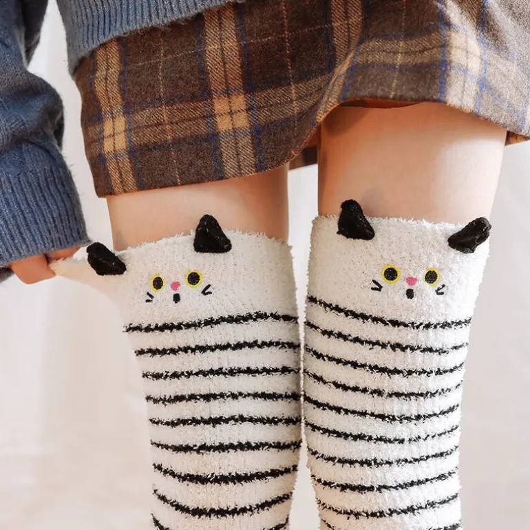 White Kitty Thigh Highs