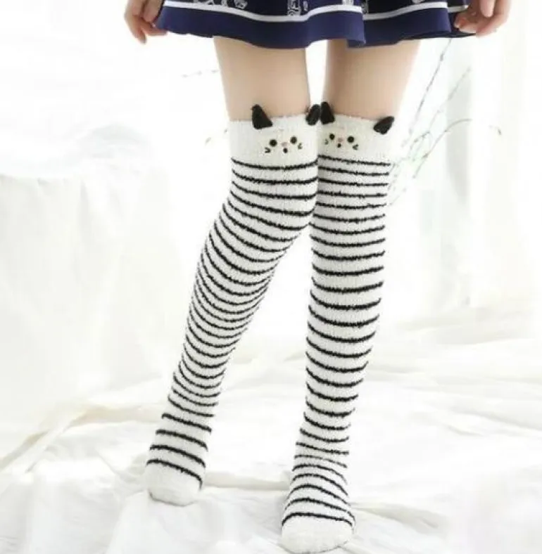 White Kitty Thigh Highs