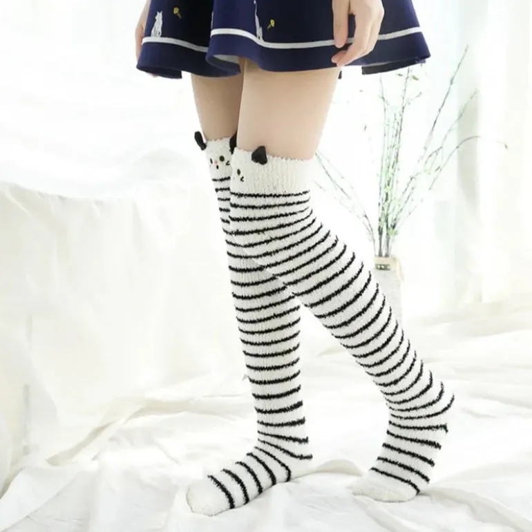 White Kitty Thigh Highs