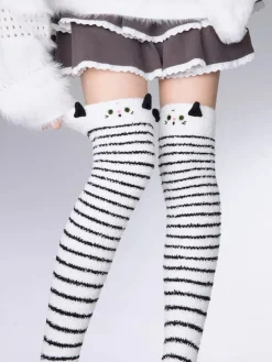 White Kitty Thigh Highs