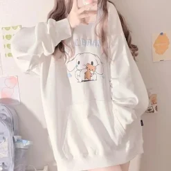 White Oversized Puppy Dog Hoodie