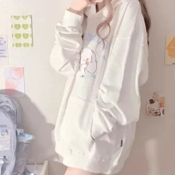 White Oversized Puppy Dog Hoodie