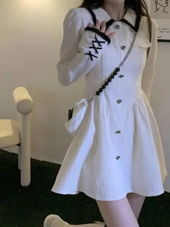 White Sailor Academia Dress