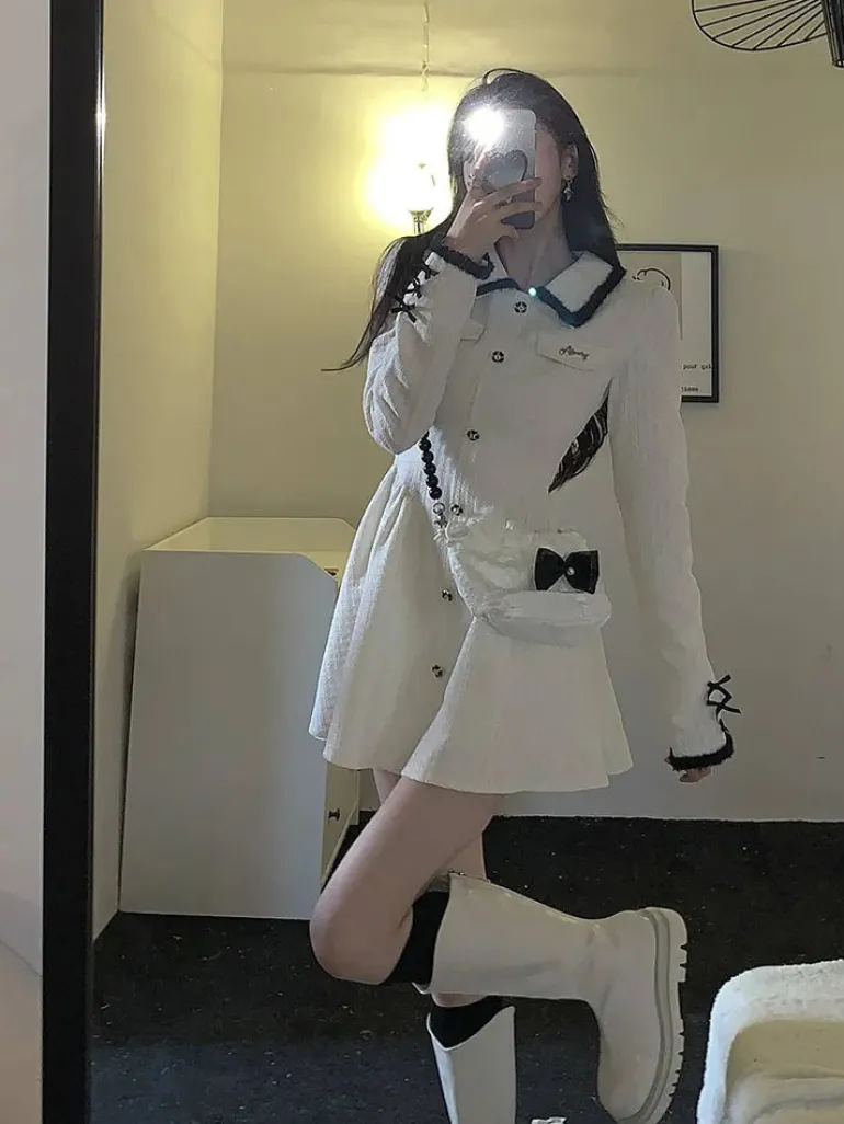 White Sailor Academia Dress