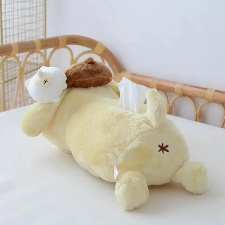 Yellow Puppy Plush Tissue Box