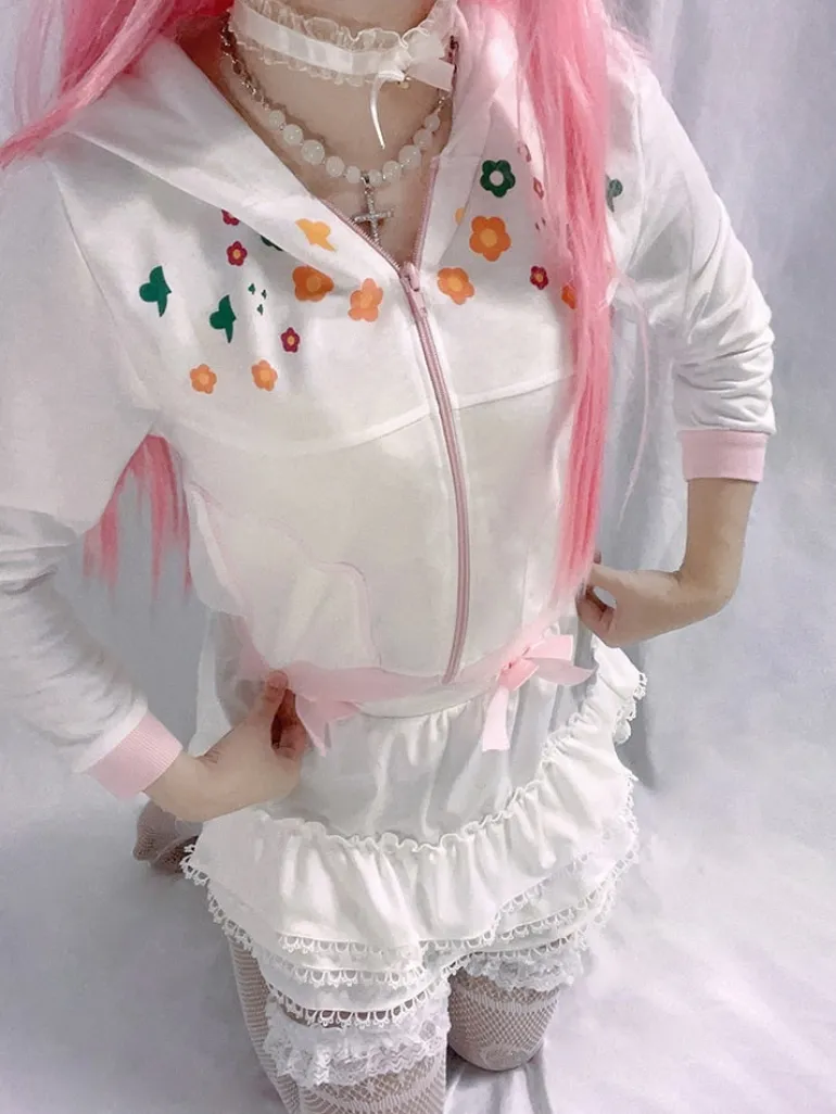 Y2K Floral Zip Up Jacket