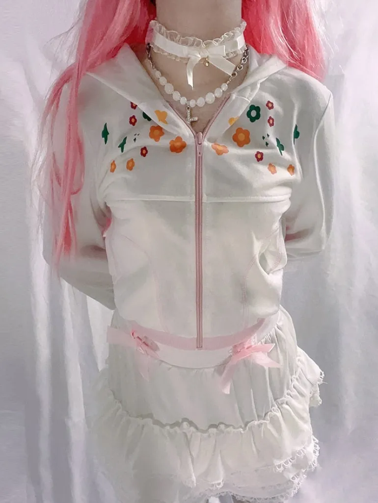 Y2K Floral Zip Up Jacket