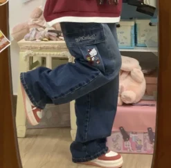 Y2K Kitten Baggy Denim Jeans