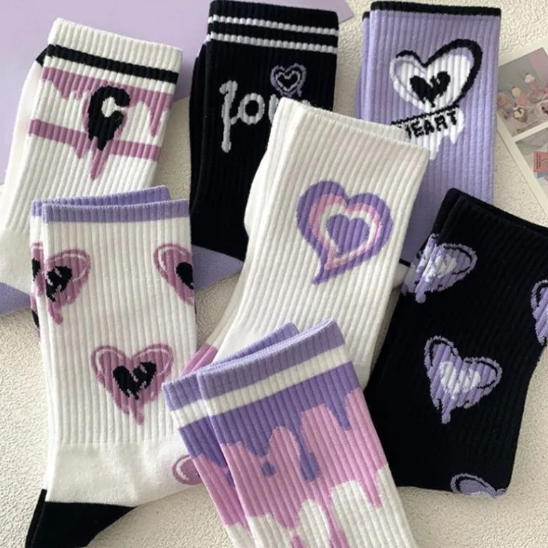 Y2K Purple Heart Socks