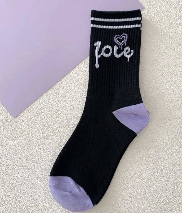 Y2K Purple Heart Socks