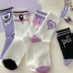 Y2K Purple Heart Socks