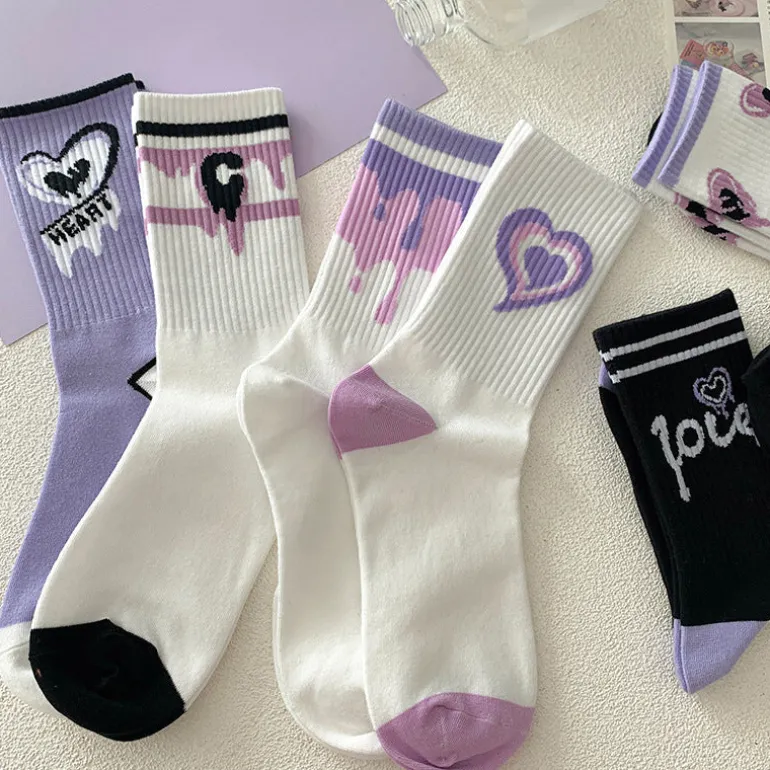Y2K Purple Heart Socks
