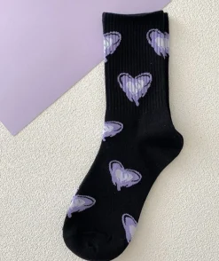 Y2K Purple Heart Socks