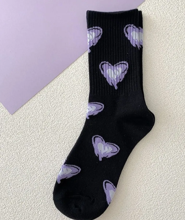 Y2K Purple Heart Socks