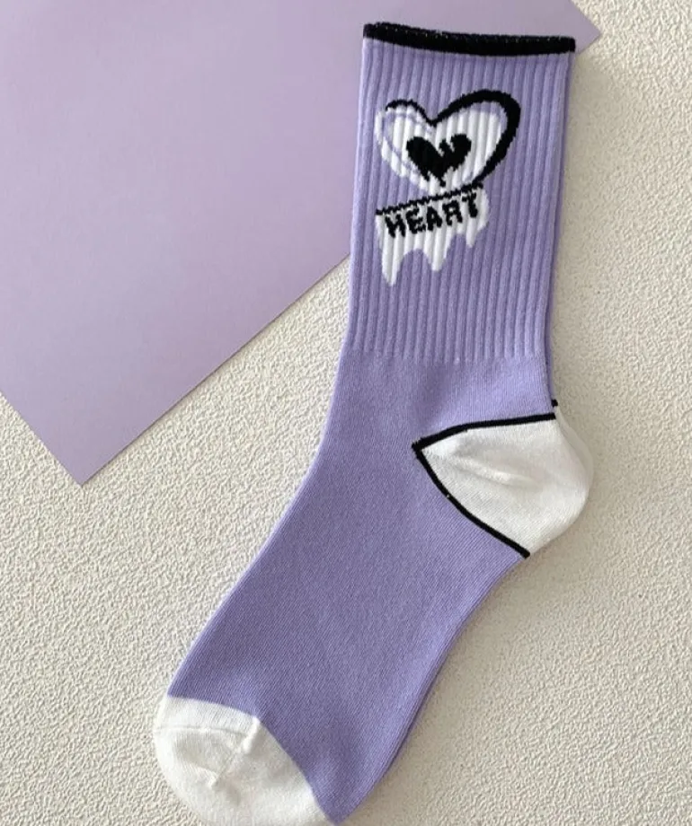 Y2K Purple Heart Socks